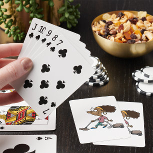 Woman Vaccuming Playing Cards