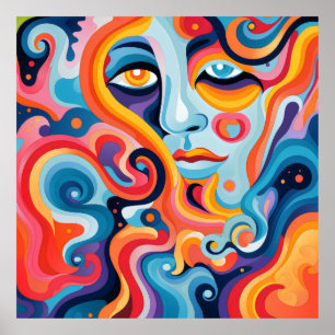 Woman Vibrant Whirl of Emotions Poster