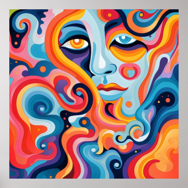 Woman Vibrant Whirl of Emotions Poster (Front)