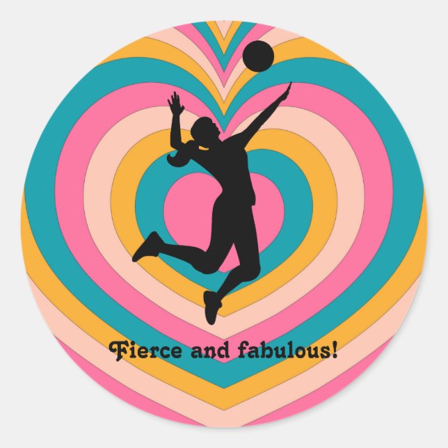 Woman Volleyball Player Beach Volleyball Classic Round Sticker (Front)