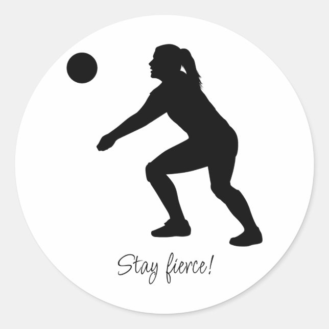 Woman Volleyball Player Beach Volleyball Classic Round Sticker (Front)