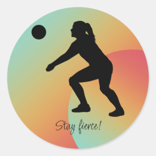 Woman Volleyball Player Beach Volleyball Classic Round Sticker