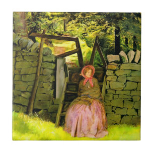 Woman Waiting (by John Everett Millais) Ceramic Tile