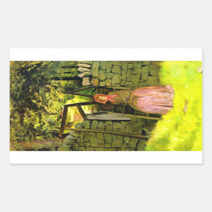 Woman Waiting (by John Everett Millais) Rectangular Sticker