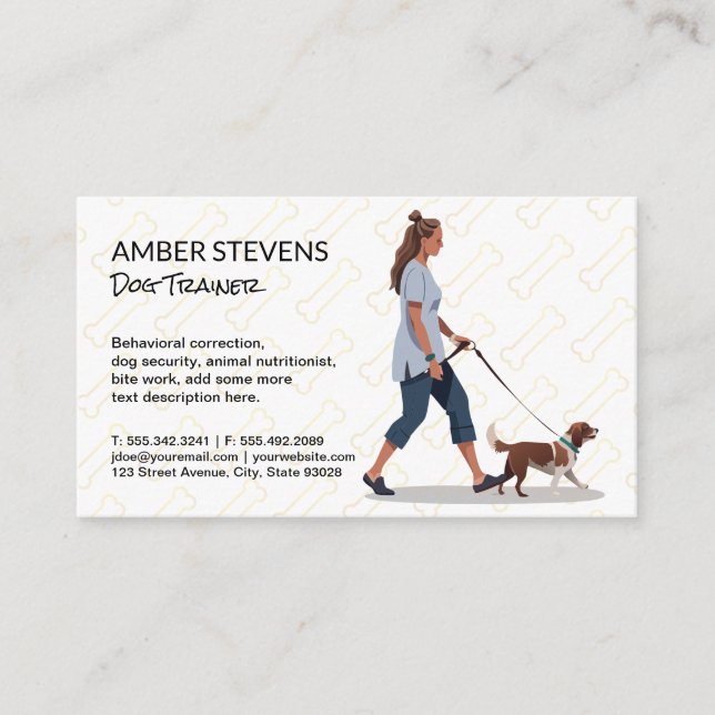 Woman Walking Dog | Animal Care Taker Business Card (Front)