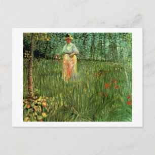 Woman Walking in a Garden Van Gogh Fine Art Postcard