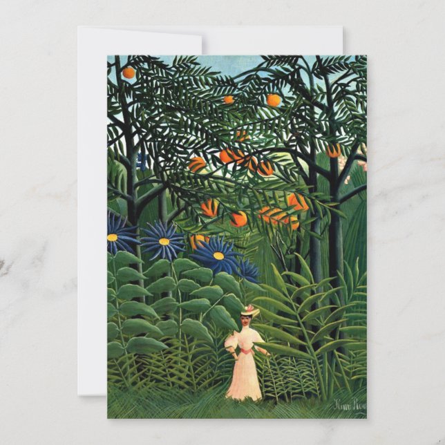 Woman Walking in an Exotic Forest Card (Front)