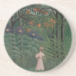 Woman Walking in an Exotic Forest, Henri Rousseau Coaster
