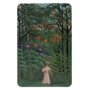 Woman Walking in an Exotic Forest, Henri Rousseau Magnet