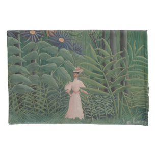 Woman Walking in an Exotic Forest, Henri Rousseau Pillowcase