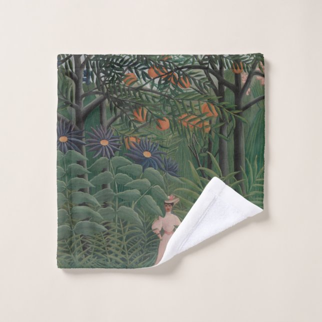 Woman Walking in an Exotic Forest, Henri Rousseau Wash Cloth (Wash Cloth)