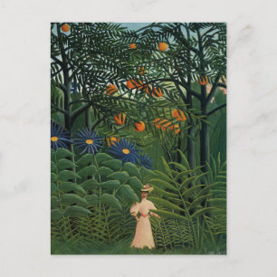 'Woman Walking in an Exotic Forest' Postcard