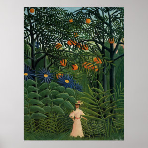 'Woman Walking in an Exotic Forest' Poster