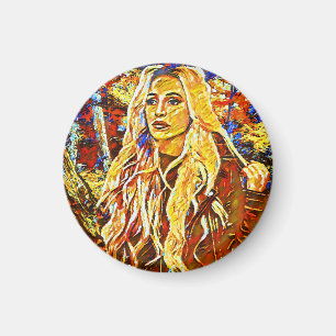 Woman Walking In Park Abstract Impressionist Art Magnet