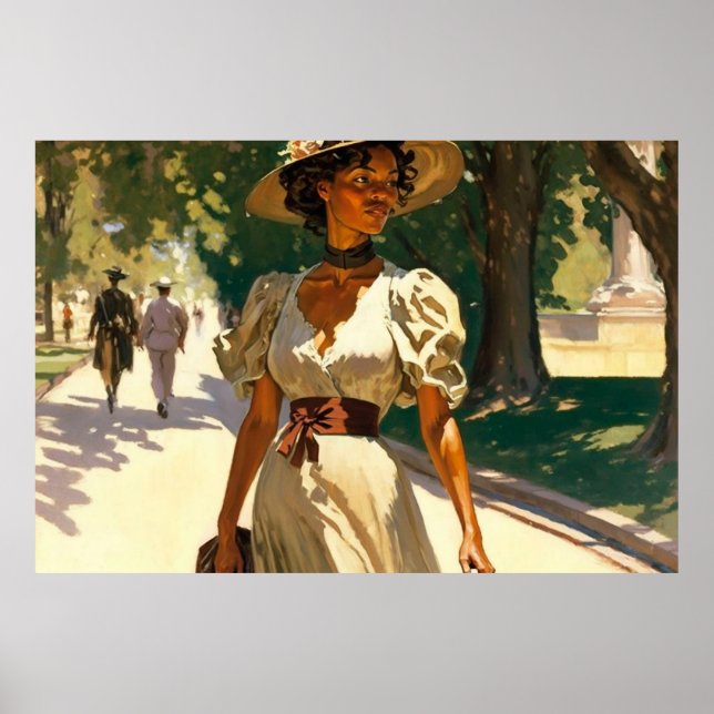 Woman Walking in the Park on a Sunny Day Poster (Front)