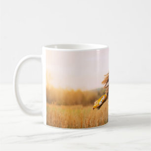 Woman walking on field at daytime coffee mug