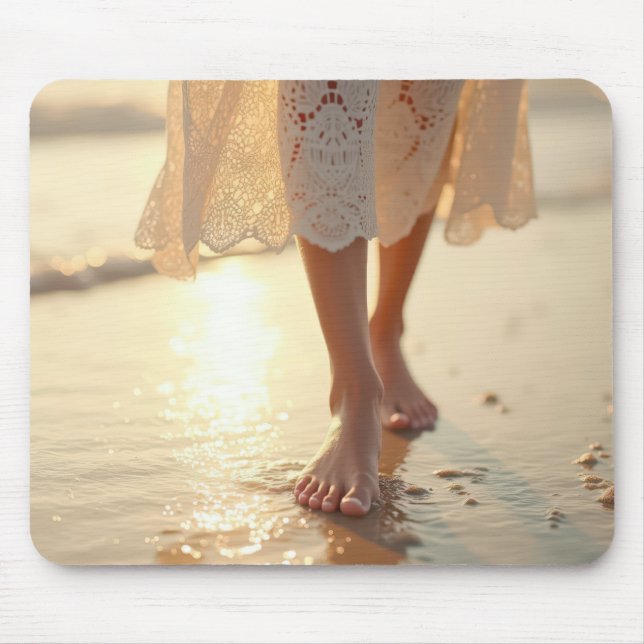 Woman Walking the Beach Mouse Pad (Front)