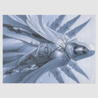 Woman Warrior with Blades in White Decoupage Tissue Paper