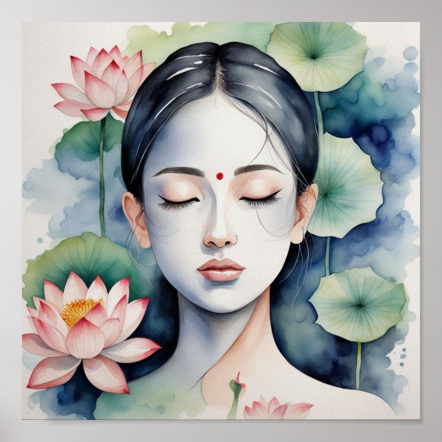 Woman Watercolor Face Painting Poster (Front)