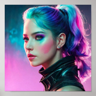 Woman Watercolor Face Painting Poster