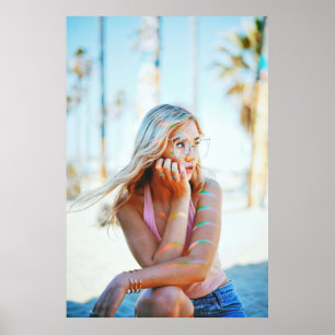 Woman waving her hair by the wind poster