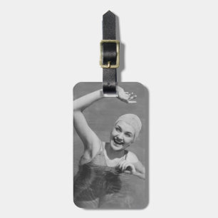Woman Waving Luggage Tag