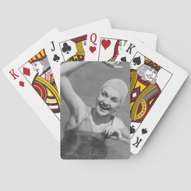 Woman Waving Playing Cards (Back)