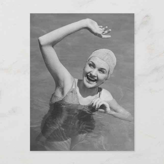 Woman Waving Postcard (Front)