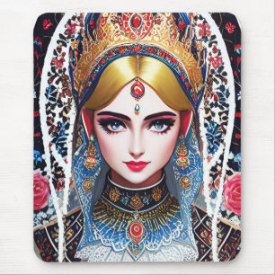 Woman Wearing an Ornate Gold Headdress Mouse Pad