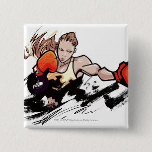 Woman wearing boxing glove 15 cm square badge