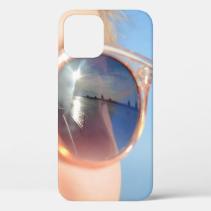 Woman wearing brown framed sunglasses iPhone 12 case