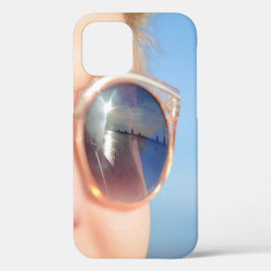 Woman wearing brown framed sunglasses iPhone 12 case