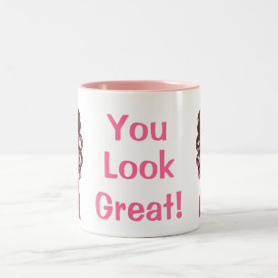 Woman Wearing Curlers Two-Tone Coffee Mug