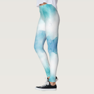 Woman wearing leggings with a watercolor effect
