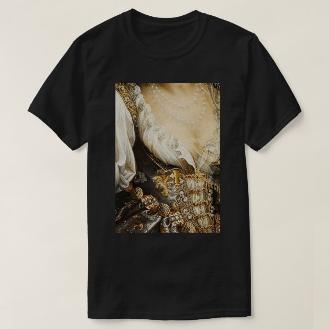 Woman Wearing Pearls Renaissance Painting T-Shirt (Design Front)