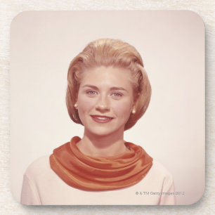 Woman Wearing Scarf Coaster