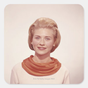 Woman Wearing Scarf Square Sticker