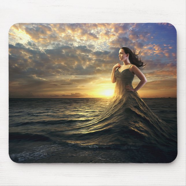 Woman Wears the Ocean as Dress Mouse Pad (Front)