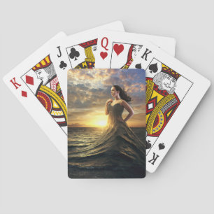 Woman Wears the Ocean as Dress Playing Cards