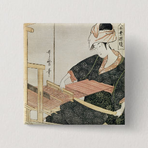Woman Weaving 15 Cm Square Badge