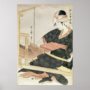 Woman Weaving Poster