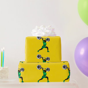 Woman Weightlifting Glossy Wrapping Paper