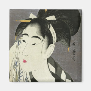 Woman Wiping Sweat Utamaro Fine Japanese Art Magnet