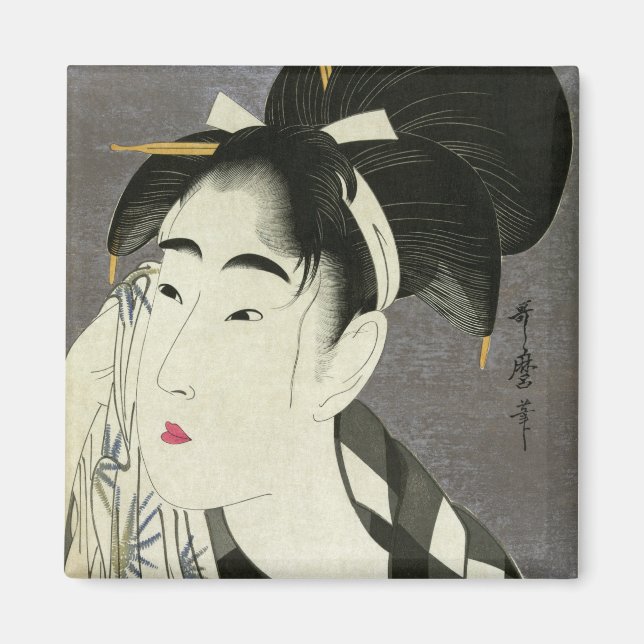 Woman Wiping Sweat Utamaro Fine Japanese Art Magnet (Front)