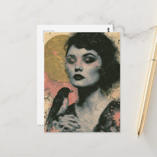 Woman With a Bird Postcard