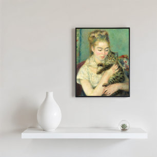 Woman with a Cat, Auguste Renoir Fine Art Poster