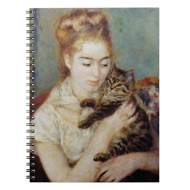 Woman with a Cat by Pierre-Auguste Renoir Notebook (Front)