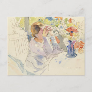 Woman with a Flower Bouquet   Philipp Franck Postcard