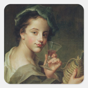 Woman with a Glass of Wine Square Sticker