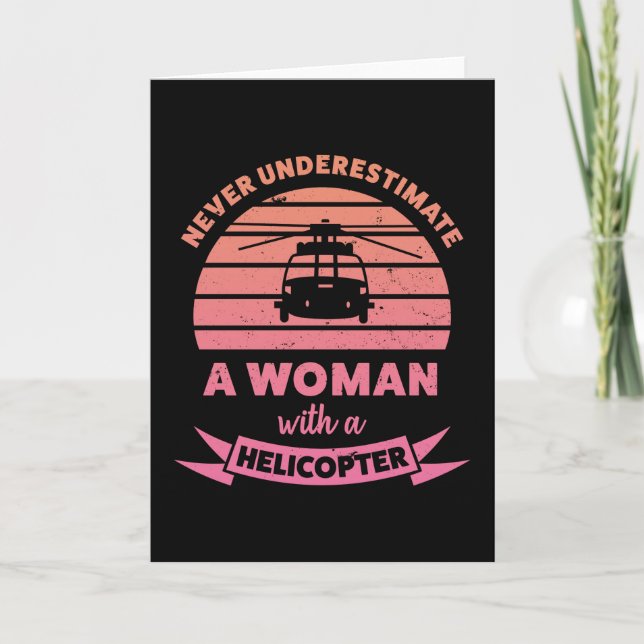 Woman with a Helicopter Funny Gifts Mum Card (Front)